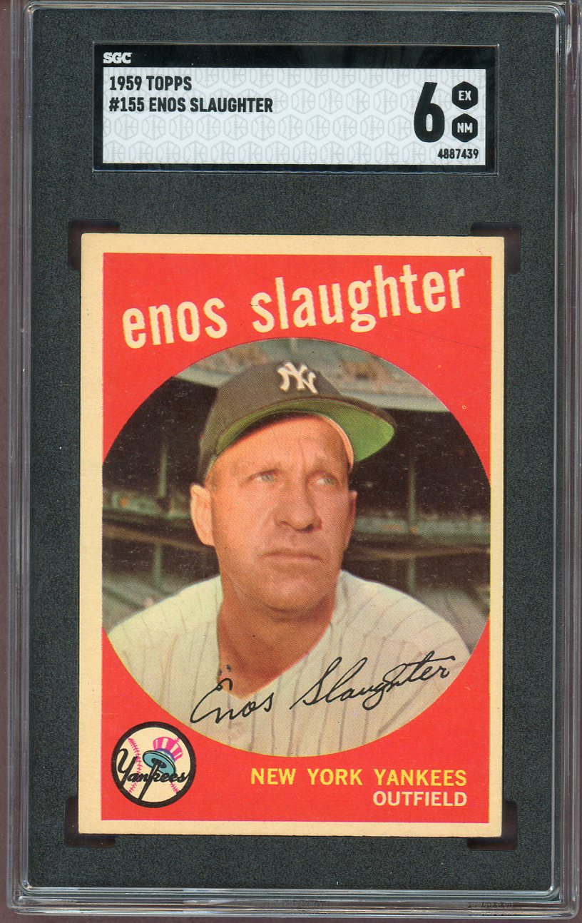 1959 Topps Baseball #155 Enos Slaughter Yankees SGC 6 EX-MT 560621