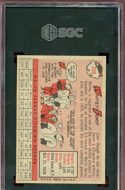 1958 Topps Baseball #320 Whitey Ford Yankees SGC 5.5 EX+ 560624