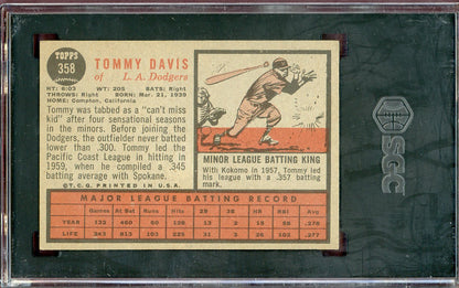 1962 Topps Baseball #358 Tommy Davis Dodgers SGC 6 EX-MT 560626