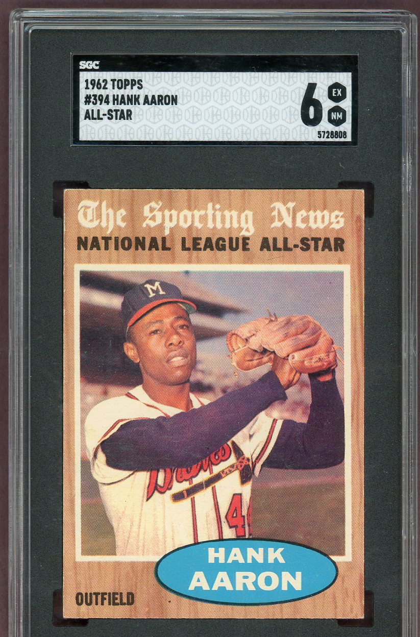 1962 Topps Baseball #394 Hank Aaron A.S. Braves SGC 6 EX-MT 560628