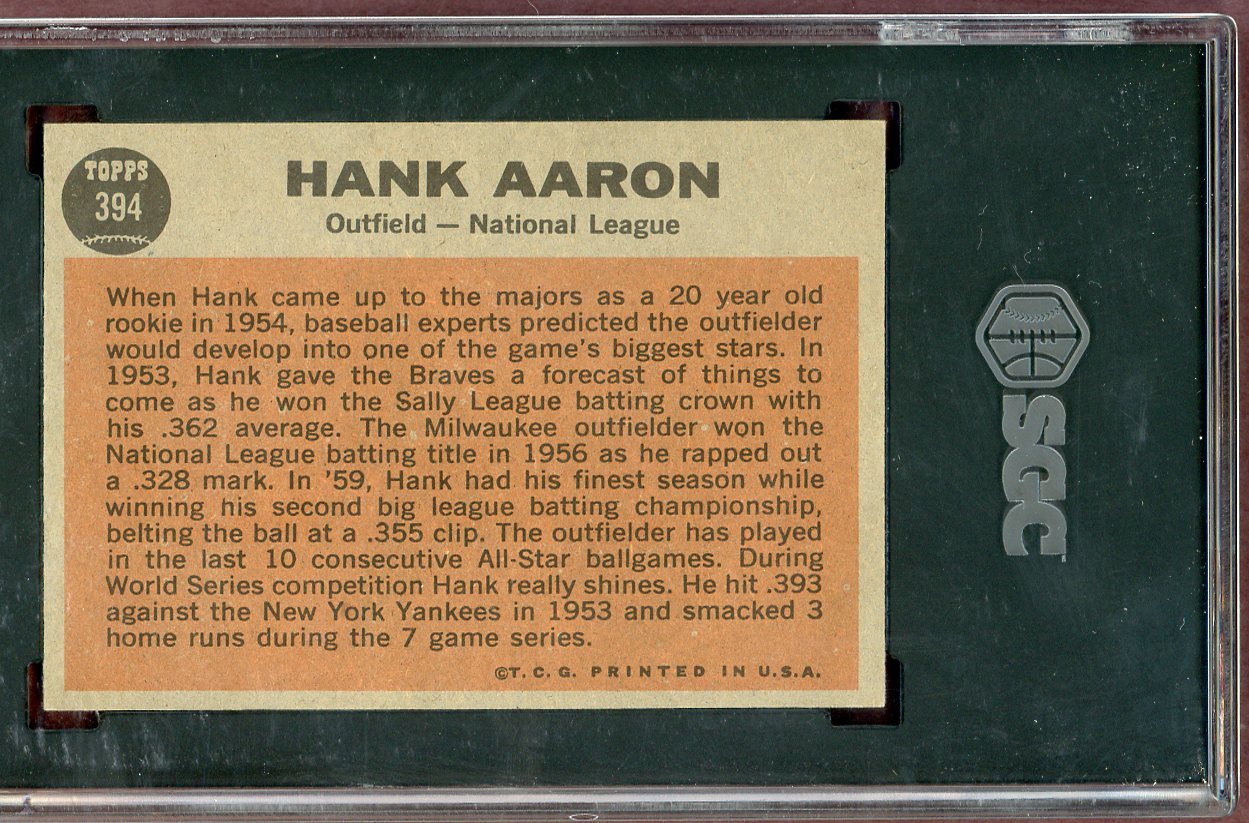 1962 Topps Baseball #394 Hank Aaron A.S. Braves SGC 6 EX-MT 560628