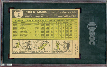 1961 Topps Baseball #  2 Roger Maris Yankees SGC 6 EX-MT 560629