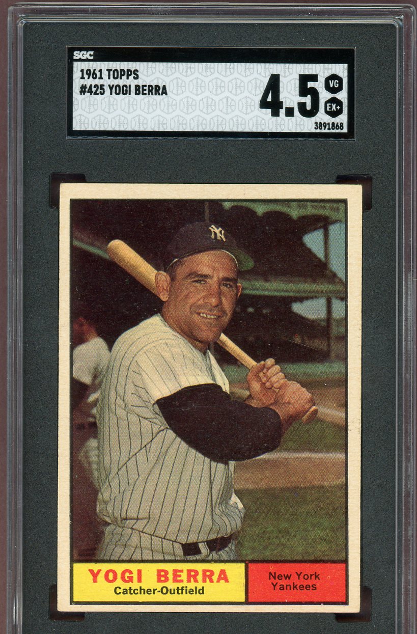 1961 Topps Baseball #425 Yogi Berra Yankees SGC 4.5 VG-EX+ 560631