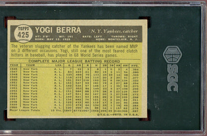 1961 Topps Baseball #425 Yogi Berra Yankees SGC 4.5 VG-EX+ 560631