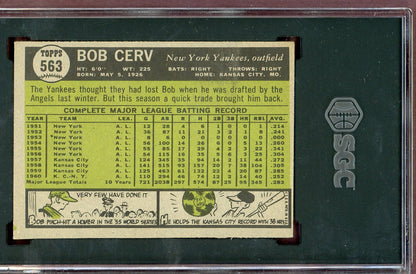 1961 Topps Baseball #563 Bob Cerv Yankees SGC 5 EX 560632
