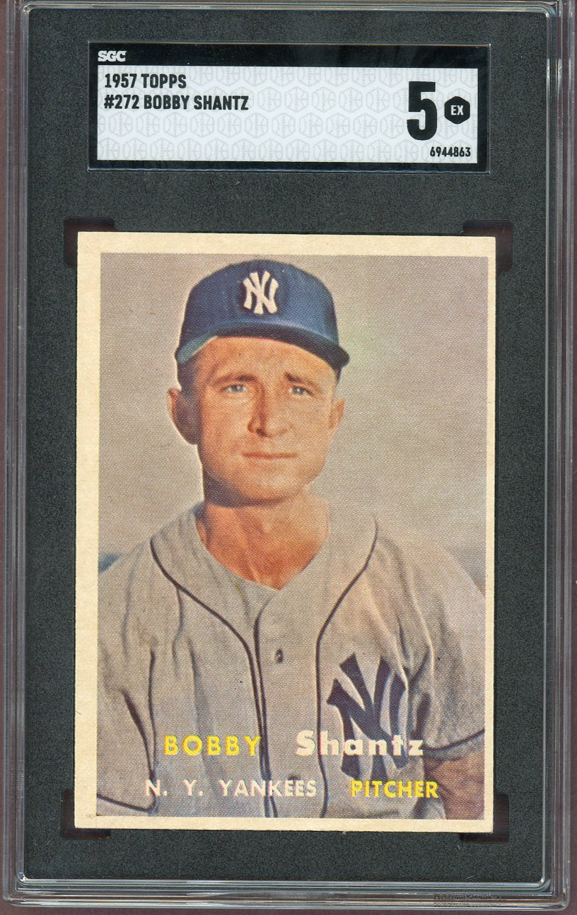 1957 Topps Baseball #272 Bobby Shantz Yankees SGC 5 EX 560633