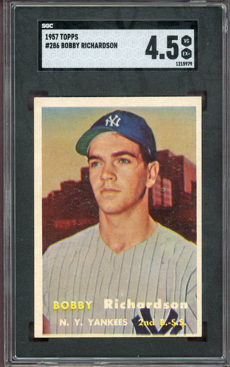 1957 Topps Baseball #286 Bobby Richardson Yankees SGC 4.5 VG-EX+ 560634