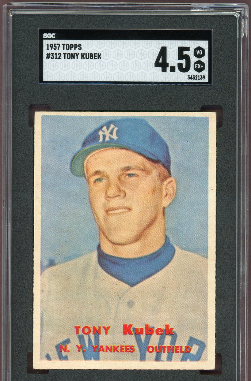 1957 Topps Baseball #312 Tony Kubek Yankees SGC 4.5 VG-EX+ 560635