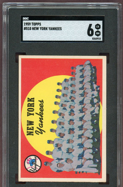 1959 Topps Baseball #510 New York Yankees Team SGC 6 EX-MT 560636