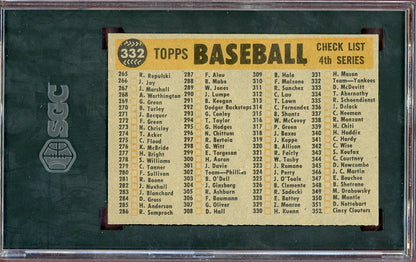 1960 Topps Baseball #332 New York Yankees Team SGC 7 NM 560637