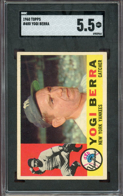 1960 Topps Baseball #480 Yogi Berra Yankees SGC 5.5 EX+ 560638