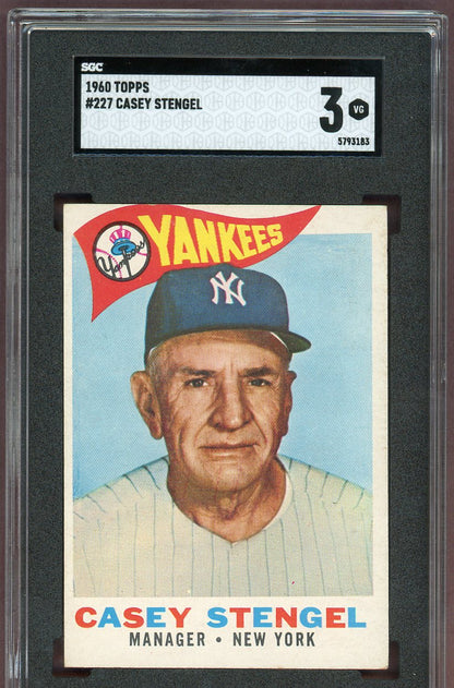 1960 Topps Baseball #227 Casey Stengel Yankees SGC 3 VG 560640