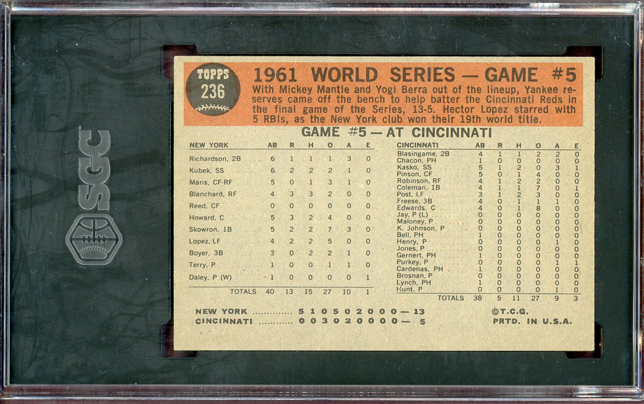 1962 Topps Baseball #236 World Series Game 5 SGC 7 NM 560642