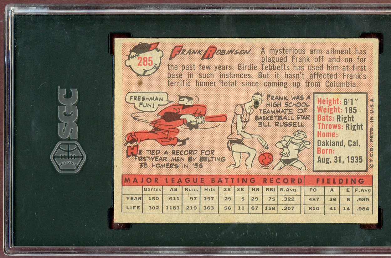 1958 Topps Baseball #285 Frank Robinson Reds SGC 6 EX-MT 560644