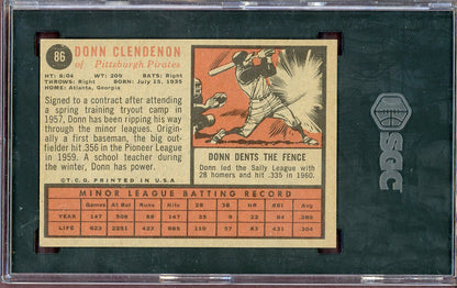 1962 Topps Baseball # 86 Donn Clendenon Pirates SGC 7.5 NM+ 560645