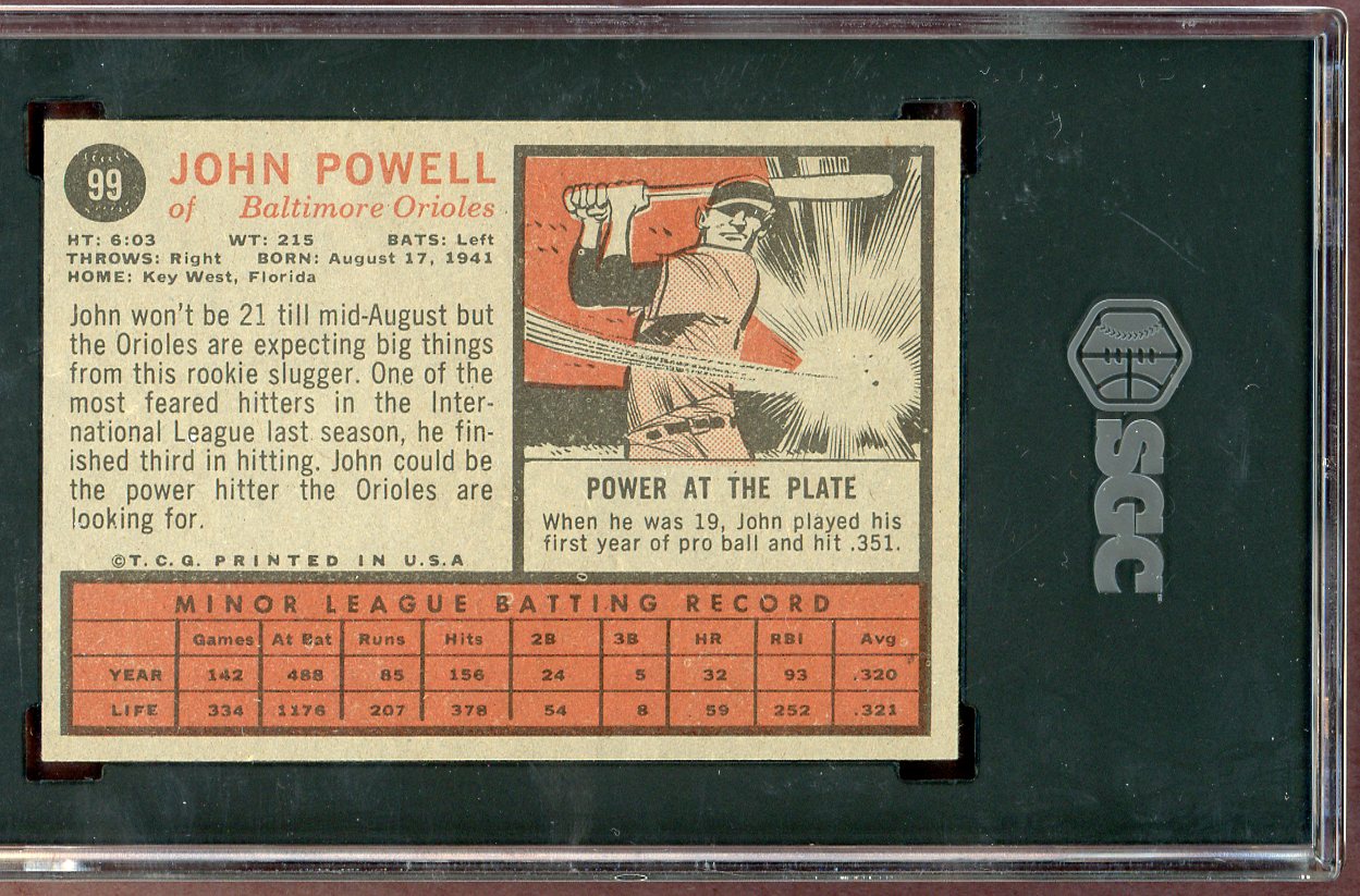 1962 Topps Baseball # 99 Boog Powell Orioles SGC 6.5 EX-MT+ 560648