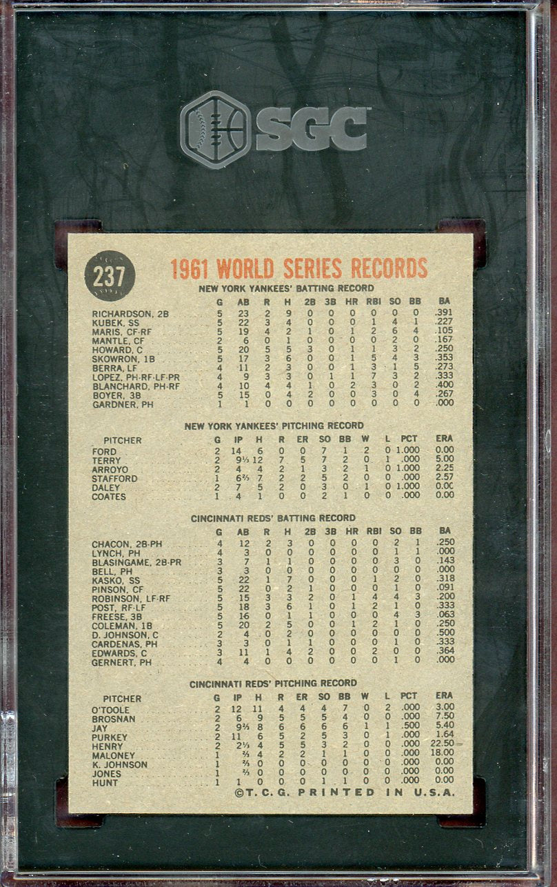1962 Topps Baseball #237 World Series Summary SGC 8 NM/MT 560650