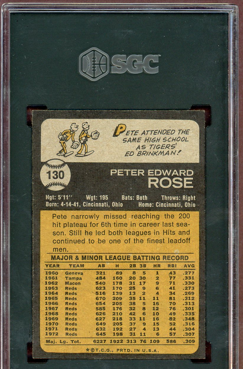 1973 Topps Baseball #130 Pete Rose Reds SGC 7 NM 560652