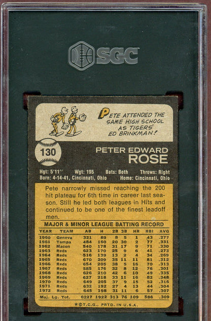 1973 Topps Baseball #130 Pete Rose Reds SGC 7 NM 560652