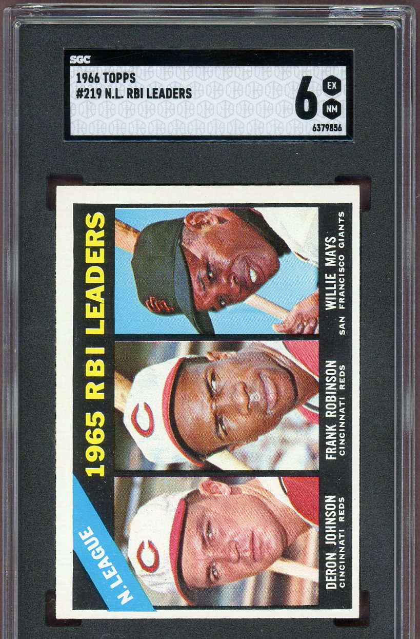 1966 Topps Baseball #219 N.L. RBI Leaders Willie Mays SGC 6 EX-MT 560655