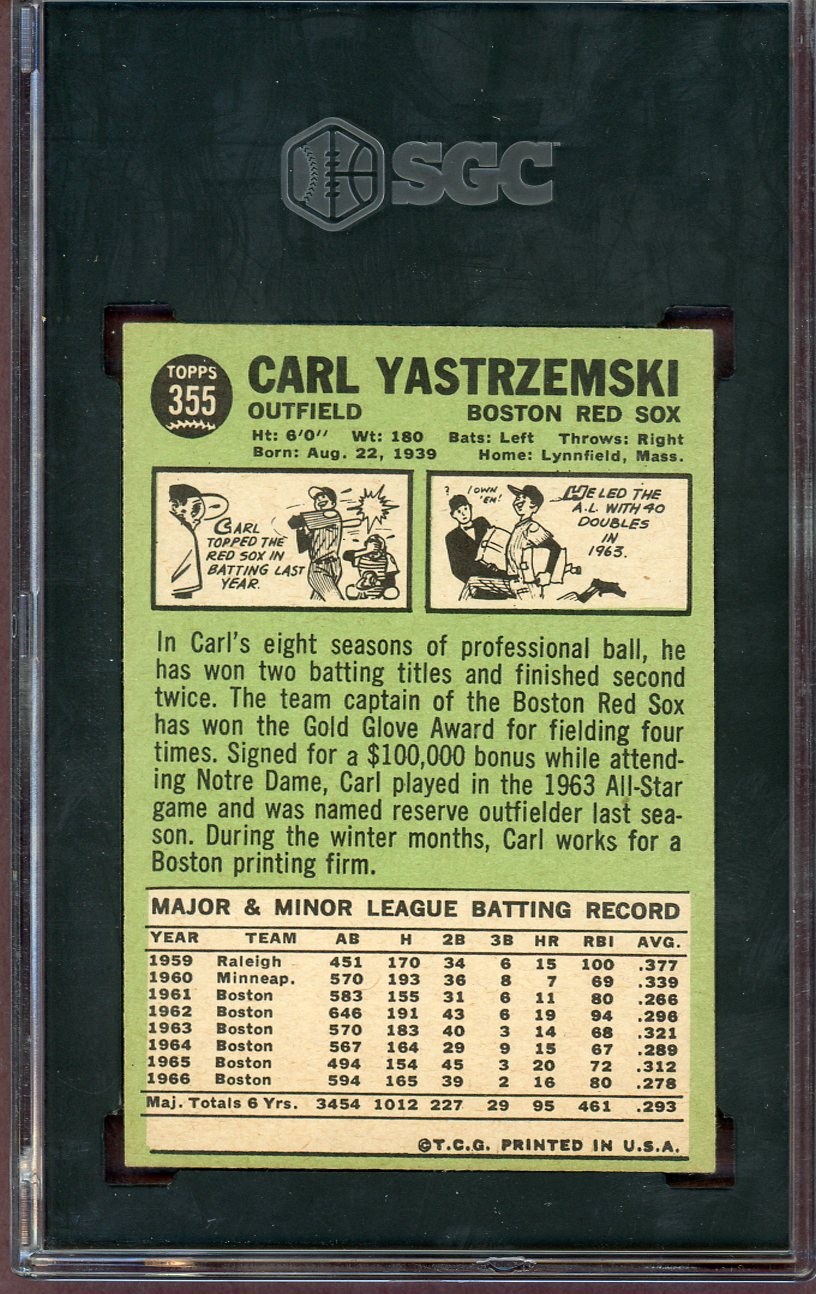 1967 Topps Baseball #355 Carl Yastrzemski Red Sox SGC 4 VG-EX 560657