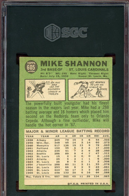 1967 Topps Baseball #605 Mike Shannon Cardinals SGC 6 EX-MT 560659