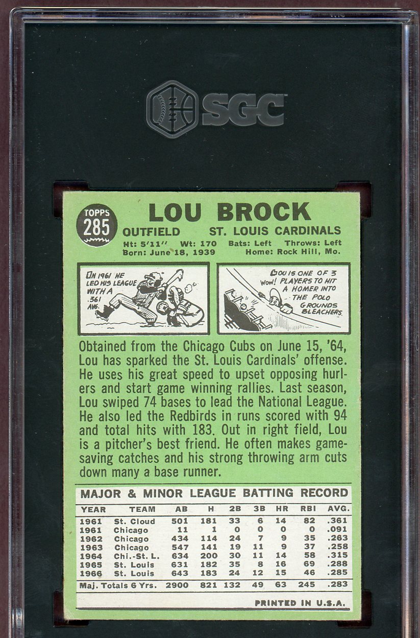 1967 Topps Baseball #285 Lou Brock Cardinals SGC 6 EX-MT 560660