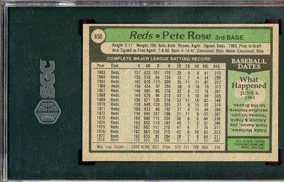1979 Topps Baseball #650 Pete Rose Reds SGC 7.5 NM+ 560663