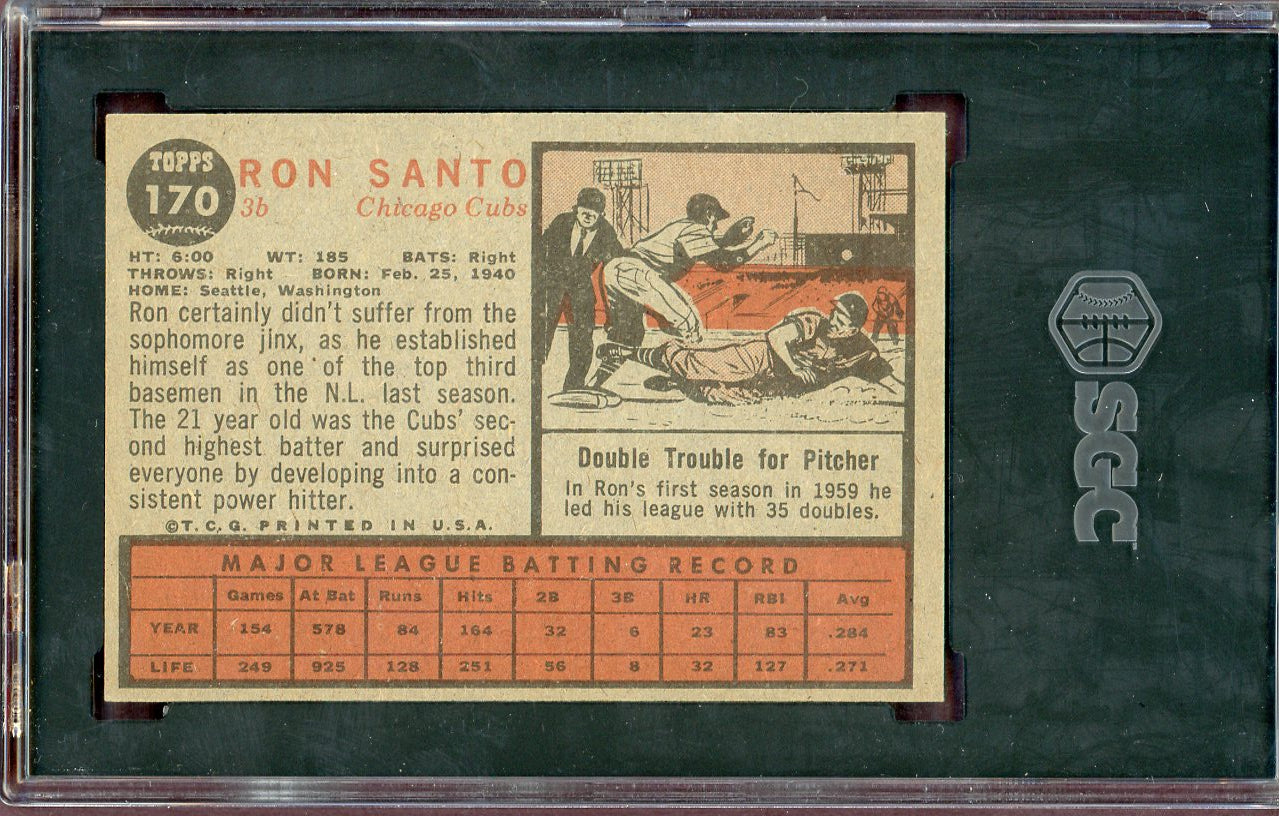 1962 Topps Baseball #170 Ron Santo Cubs SGC 7.5 NM+ 560665