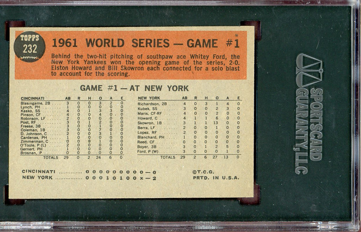 1962 Topps Baseball #232 World Series Game 1 SGC 8 NM/MT 560668
