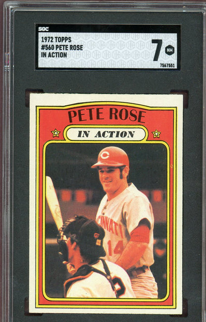 1972 Topps Baseball #560 Pete Rose IA Reds SGC 7 NM 560672