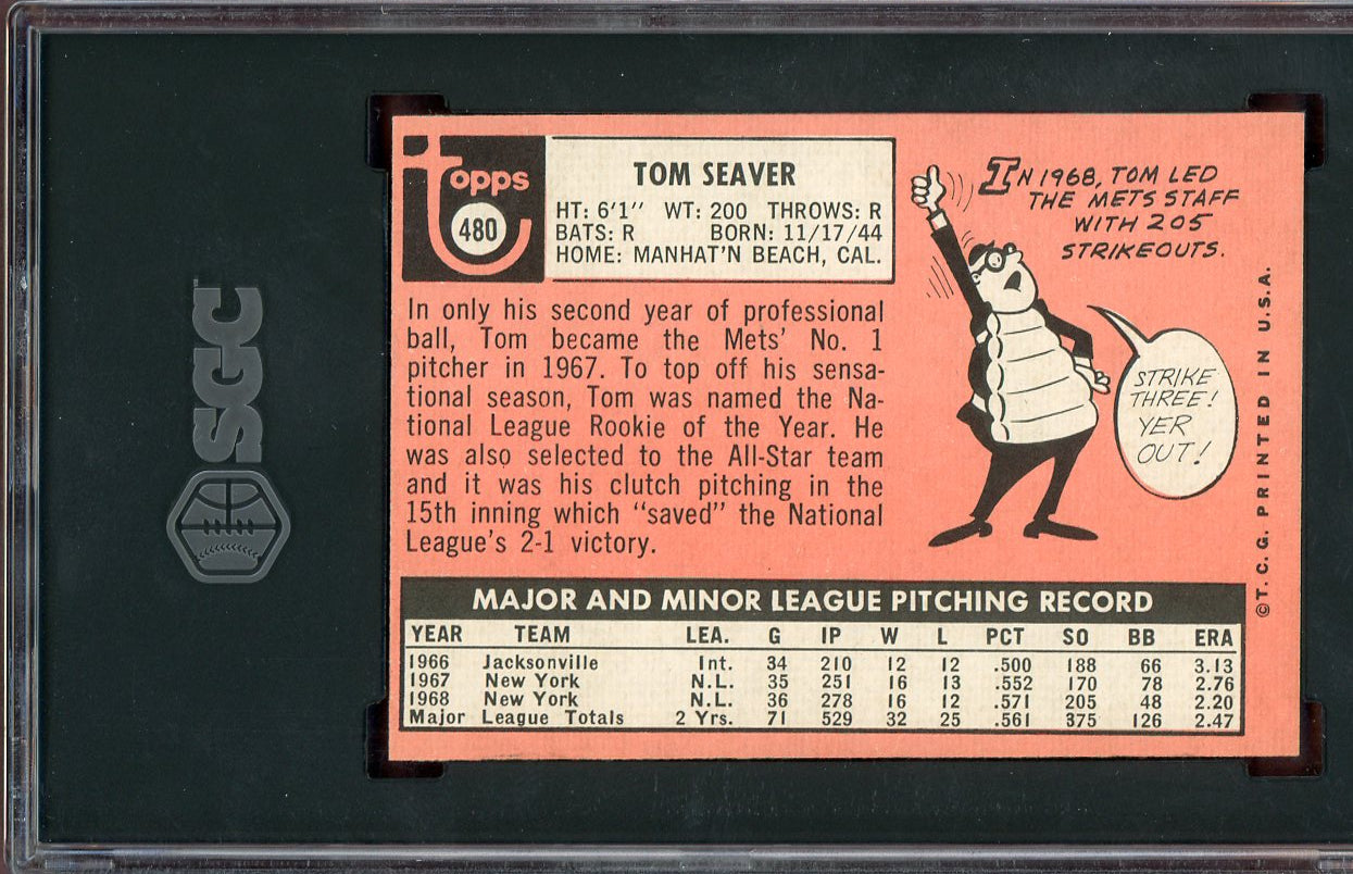 1969 Topps Baseball #480 Tom Seaver Mets SGC 6 EX-MT 560675
