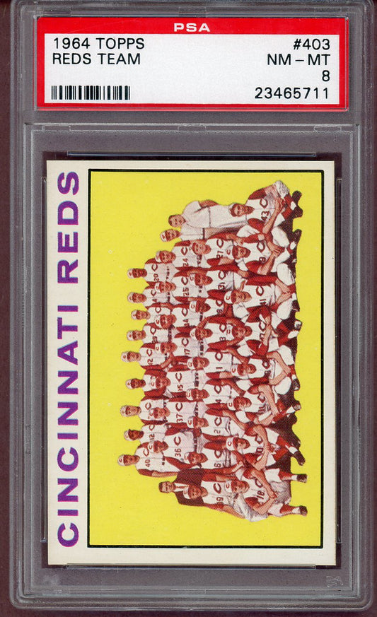 1964 Topps Baseball #403 Cincinnati Reds Team PSA 8 NM/MT 560677