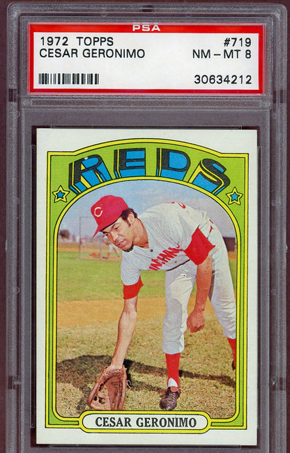1972 Topps Baseball #719 Cesar Geronimo Reds PSA 8 NM/MT 560680