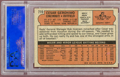 1972 Topps Baseball #719 Cesar Geronimo Reds PSA 8 NM/MT 560680