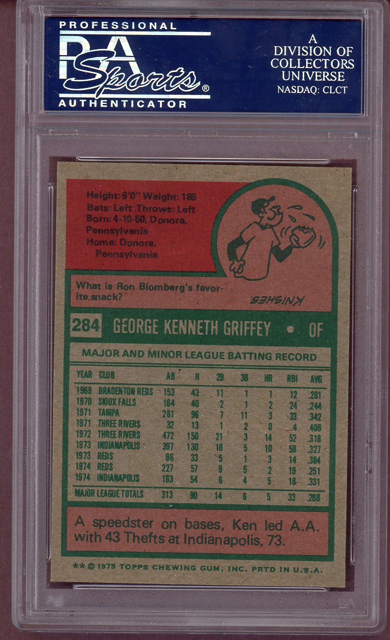 1975 Topps Baseball #284 Ken Griffey Reds PSA 9 MINT 560681
