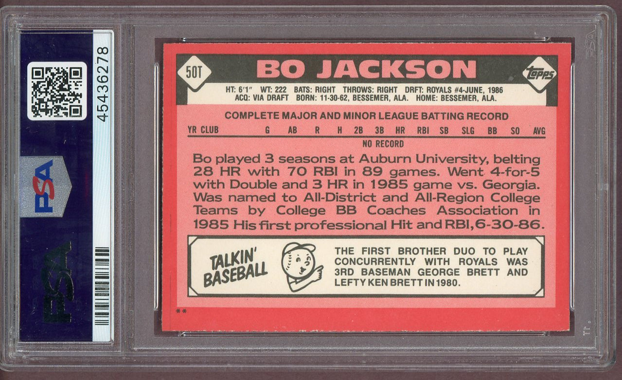 1986 Topps Traded #050T Bo Jackson Royals PSA 9 MINT 560685