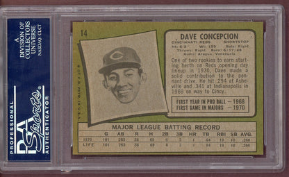 1971 Topps Baseball #014 Dave Concepcion Reds PSA 7.5 NM+ 560686
