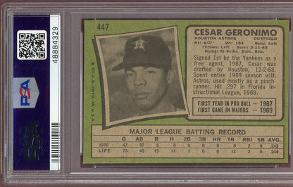 1971 Topps Baseball #447 Cesar Geronimo Astros PSA 7.5 NM+ 560687