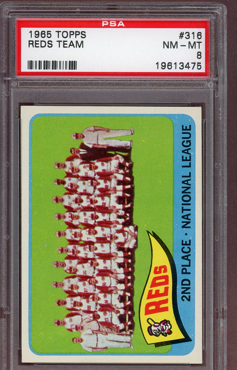 1965 Topps Baseball #316 Cincinnati Reds Team PSA 8 NM/MT 560688
