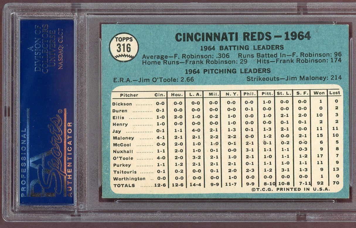 1965 Topps Baseball #316 Cincinnati Reds Team PSA 8 NM/MT 560688