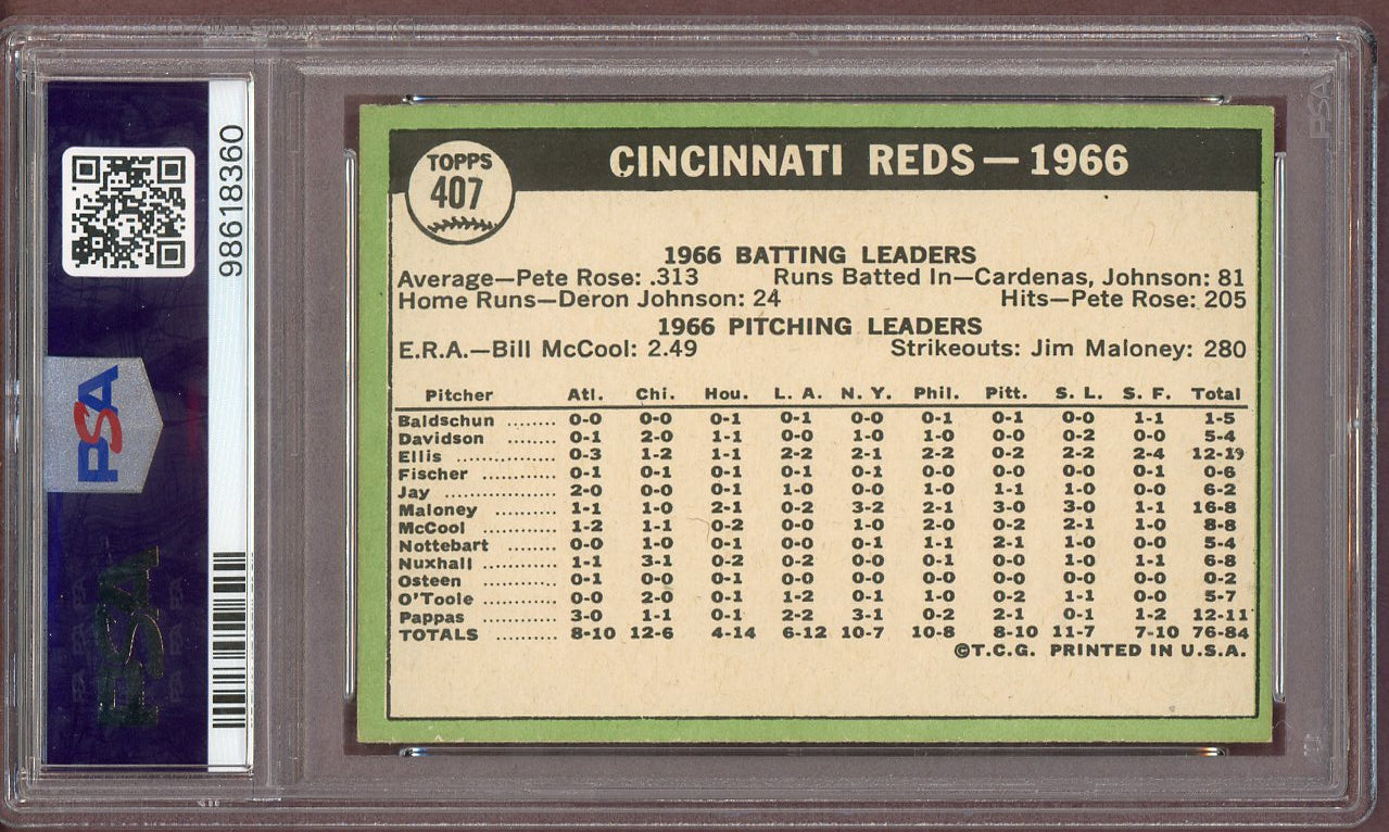 1967 Topps Baseball #407 Cincinnati Reds Team PSA 8 NM/MT 560690