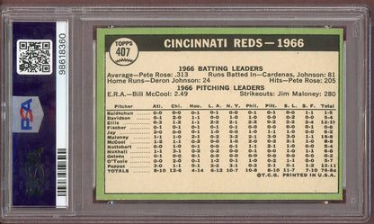 1967 Topps Baseball #407 Cincinnati Reds Team PSA 8 NM/MT 560690