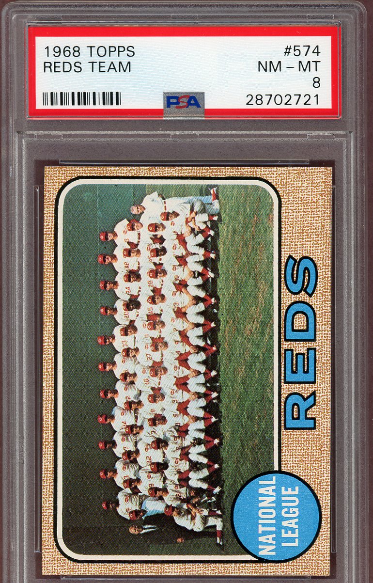 1968 Topps Baseball #574 Cincinnati Reds Team PSA 8 NM/MT 560691