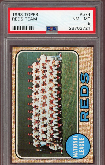 1968 Topps Baseball #574 Cincinnati Reds Team PSA 8 NM/MT 560691