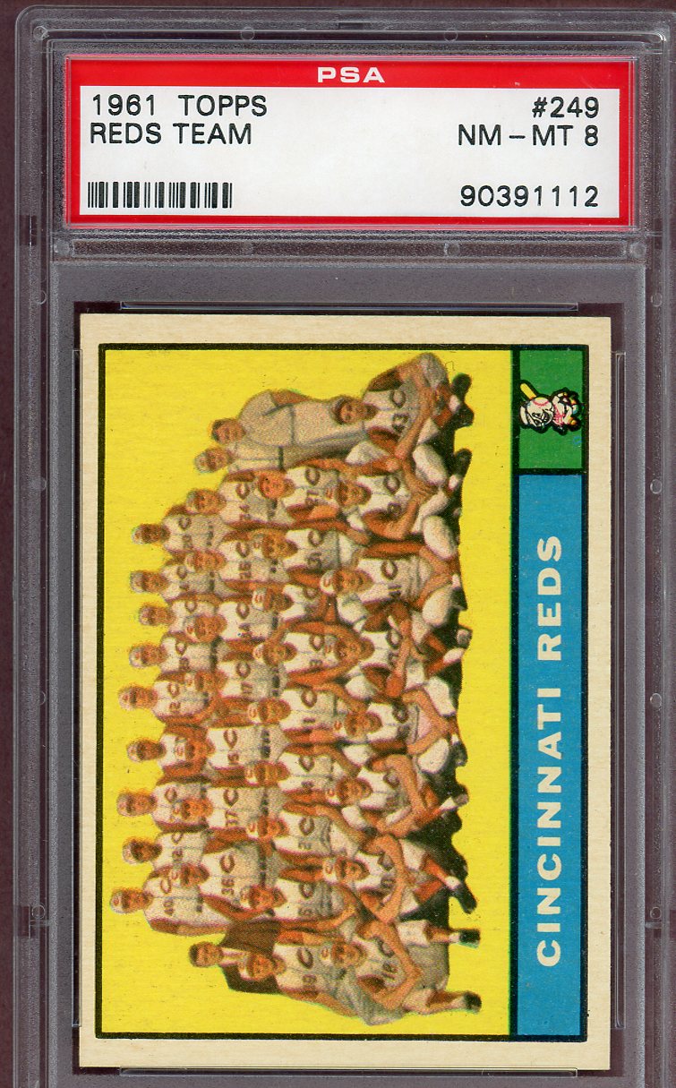 1961 Topps Baseball #249 Cincinnati Reds Team PSA 8 NM/MT 560692