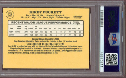 1985 Donruss #438 Kirby Puckett Twins PSA 9 MINT 560695