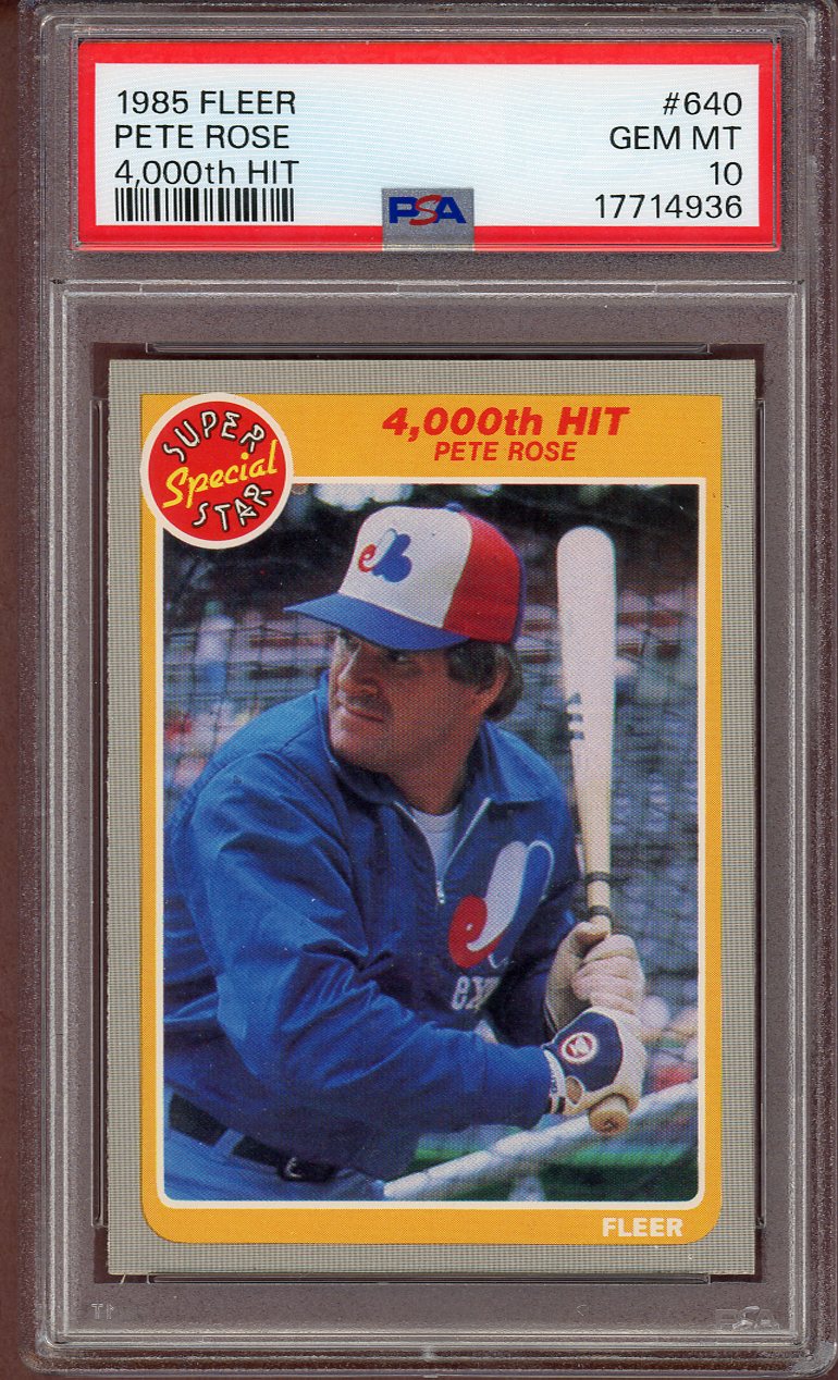 1985 Fleer #640 Pete Rose Expos PSA 10 GEM MINT 560697