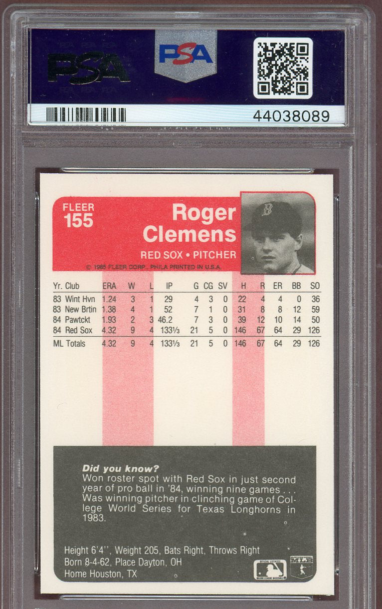 1985 Fleer #155 Roger Clemens Red Sox PSA 9 MINT 560700