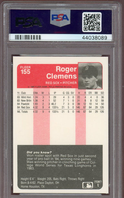 1985 Fleer #155 Roger Clemens Red Sox PSA 9 MINT 560700